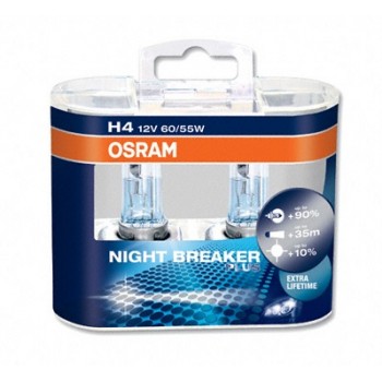 Лампа галогеновая Osram NIGHT BREAKER PLUS Н4 +90% комплект (EUROBOX)